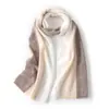 Cachecol de Lã Cashmere 35% Outono Inverno, Xale de Lã Fashion Tricotado, Uso Duplo, Costura de Três Cores, Cachecol de Pescoço Quente para o Dia a Dia