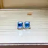 Anillo y Pendientes de Moissanita Azul Juego de Dos Piezas Conjunto de Diamante Azul Hielo Venta al por Mayor Conjunto Clásico de Moda Estilo Abuela