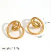 Pendientes de Acero Inoxidable con Línea Retorcida Chapados en Oro de 18 Quilates Estilo Europeo y Americano para Mujer, Joyería para Orejas de Acero de Titanio Irregular Giratoria de Diseño Único