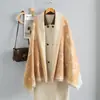 Bufanda de Imitación Cachemir Estilo Tweed con Camelia para Mujer en Otoño e Invierno Nueva Elegante Versátil Decorativa Engrosada Cálida Chal Largo