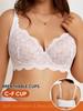 Sujetador Plus Size Transfronterizo con Cierre Trasero, Push-Up, Doble Tirante, Estampado, con Aros, Copa Fina Moldeada, Estilo Europeo y Americano, Adecuado para Figuras Más Voluminosas, Talla Extra Grande