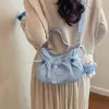 Bolsa de nylon estilo coreano con cordón de gran capacidad para mujer, nueva bolsa cruzada de un solo hombro de nicho 2026, bolsa de mano plisada para la escuela