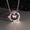 Colar Borboleta Menina Rosa Feminino Design de Nicho Senso de Design Corrente de Clavícula Hip-hop Ins Colar de Celebridade da Internet Design Avançado