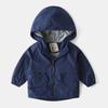 Chaqueta con Capucha para Niños al Mayoreo Estilo Coreano Ropa para Niños Tops de Otoño Bebé Color Sólido Camisa con Cierre Cortavientos para Niños Trendy