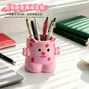 Porta-canetas de gato rosa fofo, ornamento estético para mesa de escritório, caixa de armazenamento de material escolar para estudantes de grande capacidade criativa