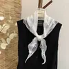 Lenço de Seda com Renda Azul Amor para Mulheres, Lenço Triangular para Cabeça de Verão com Bordas Franzidas, Lenço Longo para Pescoço para Fotos, Lenço Fino