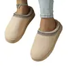2025 Nuevas Pantuflas Casuales de Terciopelo Imitación de Ciervo con Empalme de Color Puro, Suela Gruesa Antideslizante, Cálidas de Algodón para Mujer