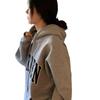 Sudadera Americana con Letra Estampada Pesada para Mujer Otoño e Invierno Jersey con Capucha Suelto Estilo Holgazán Oversize Top Chaqueta