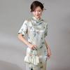 """Bambu Canção" Novo Estilo Chinês 40 Mm Seda Pesada Modificado Cheongsam Verão Feminino Jacquard Song Jin Vestido Estilo Nacional"""