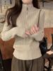 Suéter de Punto de Alta Calidad con Cremallera Media Altura Elegante para Otoño e Invierno Diseño de Manga Larga para Mujer Top Básico Estilo Extranjero