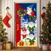 2026 Nova Cortina de Porta Banner de Natal Decoração de Fundo para Fotos ao Ar Livre com Papai Noel e Filhote