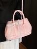 Corea del Sur Moda Estilo Casual Simple Bolso de Cubo Portátil para Mujer Elegante Estilo de Alta Gama Práctico Combinable Color Sólido Bolso Cruzado
