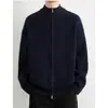 Ropa Exterior Popular de Otoño e Invierno, Cárdigans, Suéteres de Cremallera de Color Liso, Prendas de Punto para Hombre, Cuellos Altos, Chaquetas y Suéteres de Marca de Moda para Exportación Transfronteriza