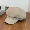 2026 Otoño Temprano Nuevo Estilo Hebilla de Metal Sombrero Octagonal Retro Versátil Hace que la Cara se Vea Más Pequeña Estilo Británico Gorra de Repartidor Boina de Pintor
