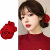 Doce suave rosa vermelha faixa de cabelo corda de cabelo nova celebridade on-line elegante tridimensional flor intestino grosso anel corda de cabelo acessórios para o cabelo