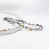 Elegante Doce Leve Luxo Floresta Verde Oliva Colorido Zircônia Pulseira Leve Luxo Corindo Vermelho Cor Dourada 14K Joias Conservadoras de Cor para Mulheres