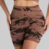 Conjunto de Yoga Tie-Dye Más Vendido Transfronterizo, Estilo Europeo y Americano, Transpirable, Alta Elasticidad, Cintura Alta, Shorts con Efecto Levanta Glúteos Color Durazno y Top Deportivo para Mujer