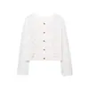 Comércio Exterior Moda Feminina Atacado 2025 Nova Moda Outono Versátil Crochê Gola Redonda Manga Longa Design Jaqueta Casual