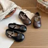 Zapatos de Piel para Niña Estilo Nuevo Primavera 2026 Negros Estilo Coreano Zapatos de Bebé Suela Suave Zapatos de Princesa Retro para Niña