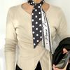Corea del Sur principios de primavera banda para el cabello bufanda de seda bolso de moda bufanda de seda pequeña tira delgada lunares franceses retro bufanda de seda pequeña cinta