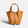 Bolso de cuero genuino para mujer más vendido, bolso tipo cesta de piel de vaca de capa superior, bolso tipo cubo versátil de gran capacidad, bolso de hombro para el día a día