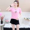 Celebridad de Internet Pimi Morado Camiseta de Manga Corta para Mujer 2020 Verano Nueva Ropa de Clase para Estudiantes Holgada Estilo Coreano Versátil Camiseta de Frutas Moderna