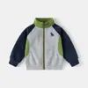 Sudadera con Cuello Alto para Niños 2026 Nuevo Estilo Chaqueta Bordada Color Bloque para Niños Camisa con Cremallera para Bebé Ropa Infantil Estilo Coreano de Moda Venta al por Mayor