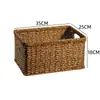 Cesta de Armazenamento Imitação de Rattan Trançado Tamanho Grande Estilo INS Cesta Organizadora para Armário Guarda-Roupa Cesta Simples para Armazenamento de Sala de Estar