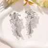 Pendientes de Flor de Iris de Metal de Cristal con Borlas de Moda de Lujo Ligero Estilo Ins Pendientes de Nicho Frescos y Elegantes para Mujer