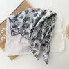 Pañuelo Cuadrado Floral Vintage Estilo Japonés Versátil Primavera y Verano Artístico Fresco Pequeño Pañuelo de Algodón Pañuelo Decorativo Delgado de Seda para Mujer