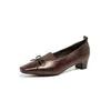 Zapatos Planos de Piel de Oveja para Mujer 2026 Primavera Nuevo Estilo Moño Tacón Bajo Boca Baja Estilo Francés Zapatos de Mujer Piel Genuina Versátil
