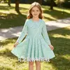 Nueva colección otoño 2026: Vestido infantil de estampado a cuadros estilo TikTok, disponible ahora, estilo Temu, vestido casual de manga larga europeo y americano