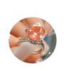 Europeo y Americano Más Vendido Corte Nido de Pájaro Diamante de Alto Carbono Color Cristal Rosa Tesoro Aretes Collar Anillo traje Alto Sentido