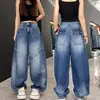 Jeans Anchos de Pierna Estilo Americano Talla Grande para Mujer, Nuevo Estilo Primavera/Verano 2026, Adelgazantes para Cuerpo con Forma de Pera, Pierna Recta, Pantalones de Pierna Curva