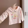 Conjunto de outono com mangas compridas para meninas 2026 novo estiloso top de princesa para bebê camiseta básica infantil primavera e outono