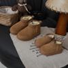 Xshx "À Prova de Salpicos e Zíper Lateral" Couro Genuíno Botas de Neve Infantis Inverno Meninos e Meninas Pequenos [Sapatos Wenzhou]