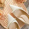 Nuevos Zapatos de Boda Estilo Francés para Novias, Nicho Femenino de Alta Gama Elegantes 2025 Zapatos de Novia de Perlas de Tacón Alto, Zapatos para Damas de Honor