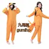 Pijama Entero de Franela Transfronterizo Nueva Serie de Arowana Animales de Dibujos Animados Ropa de Casa para Parejas Adultos Pueden Salir