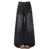 Jeans anchos de moda bordados para mujer, nuevo estilo otoño 2026, corte holgado, adelgazantes, que cubren la cadera, pierna recta, pantalones de largo hasta el suelo