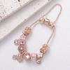 Panjia 2025 Nuevo Colgante de Candado con Incrustaciones de Diamantes en Forma de Corazón Rosa Cuentas de Transferencia de Agujero Grande Flor con Gota de Aceite Cuentas Espaciadoras Pulsera DIY