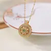 Colgante Brújula de los Ocho Tesoros Auspiciosos Yilu Plata S925 Plata de Ley Chapado en Oro Jade Verde Colgante Antiguo de Oro Rotatorio Vintage