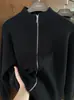 Nuevo suéter de punto para hombre de otoño e invierno, estilo "old money" americano, cuello alto, corte casual y relajado, top de manga larga con cremallera
