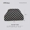 Bolso de Mano de Punto Rayado, Bolso de Mahjong, Versátil Portátil para el Día a Día, Tejido con Clip de Almacenamiento, Bolsa de Maquillaje, Gran Capacidad