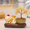 Enfeites de Árvore de Cristal Gato da Sorte Fofos Decoração de Mesa de Casa de Alto Padrão Estação de Trabalho Árvore do Dinheiro Árvore da Fortuna Enfeites de Entrada