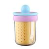 Taza de Fruta de Doble Capa Estilo Picnic Campamento Estudiantil Creativo con Tenedor Drenable Portátil Taza para Desayuno Avena Taza para Yogur