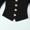 Ropa Europea y Americana Transfronteriza Aliexpress Estilo Popular Botón Empalmado Top Elástico