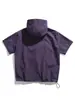 Conjunto Esportivo de Verão Nanxia Estilo Coreano Jaqueta da Moda Ampla Versátil Casual Patchwork Camisa com Capuz