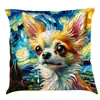 Amazon deseo transfronterizo nuevo creativo pintura al óleo funda de almohada de perro cojín de asiento de coche cojín impreso