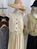 Cárdigan de punto liso con cuello en V, recorte y cordones para mujer Kekezoon, chaleco versátil para capas con cinturón 7722