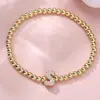 Pulsera Rongxing Transfronteriza de Zirconio Completo con 26 Letras Inglesas, Globo Burbuja, DIY, Pulsera Elástica de Cuentas de Cobre
